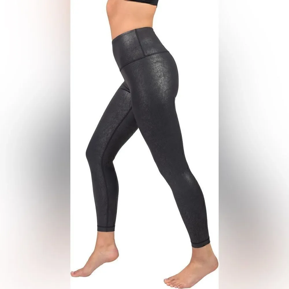90 Degrees by Reflex NWT LUX CRACKED FAUX LEATHER HIGH WAIST LEGGING Black XL